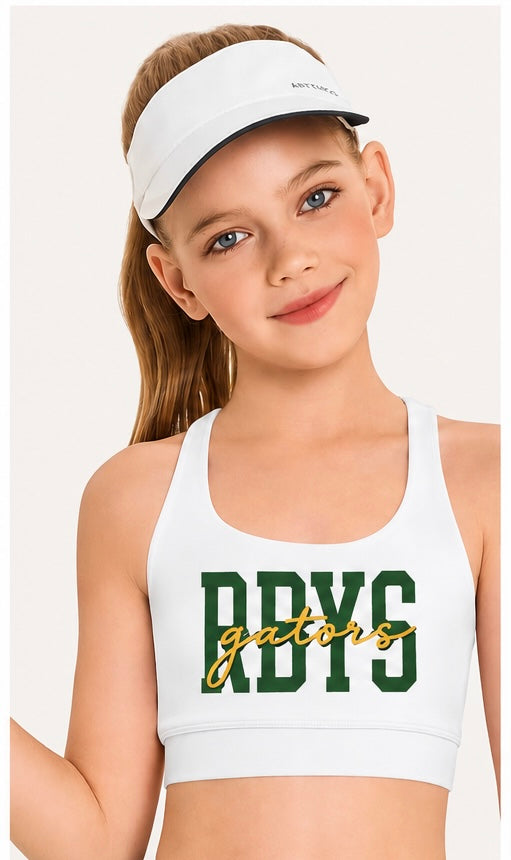 Cheer sports bra - (white) embroidered