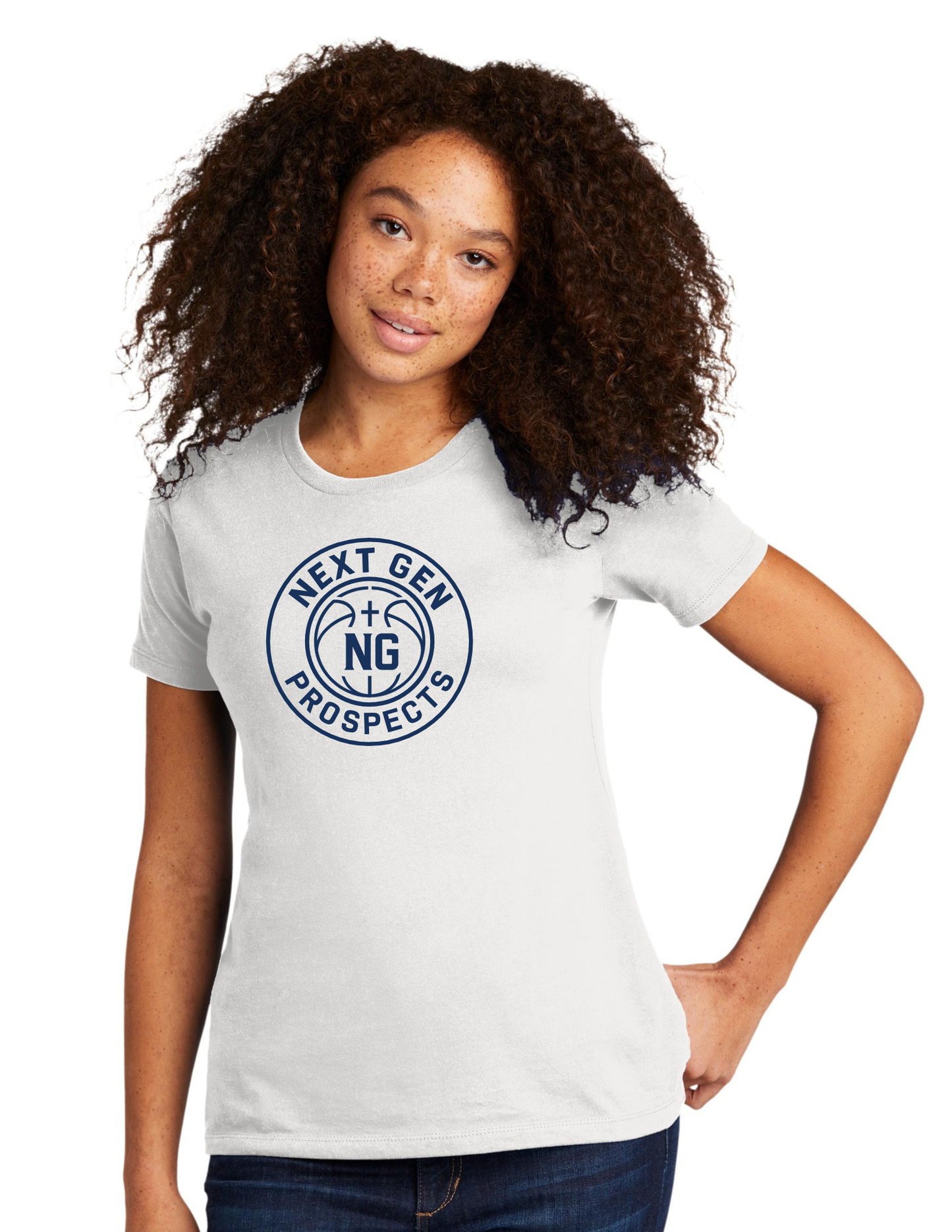 White Gildan soft style short sleeve t shirt -unisex- (Navy logo)