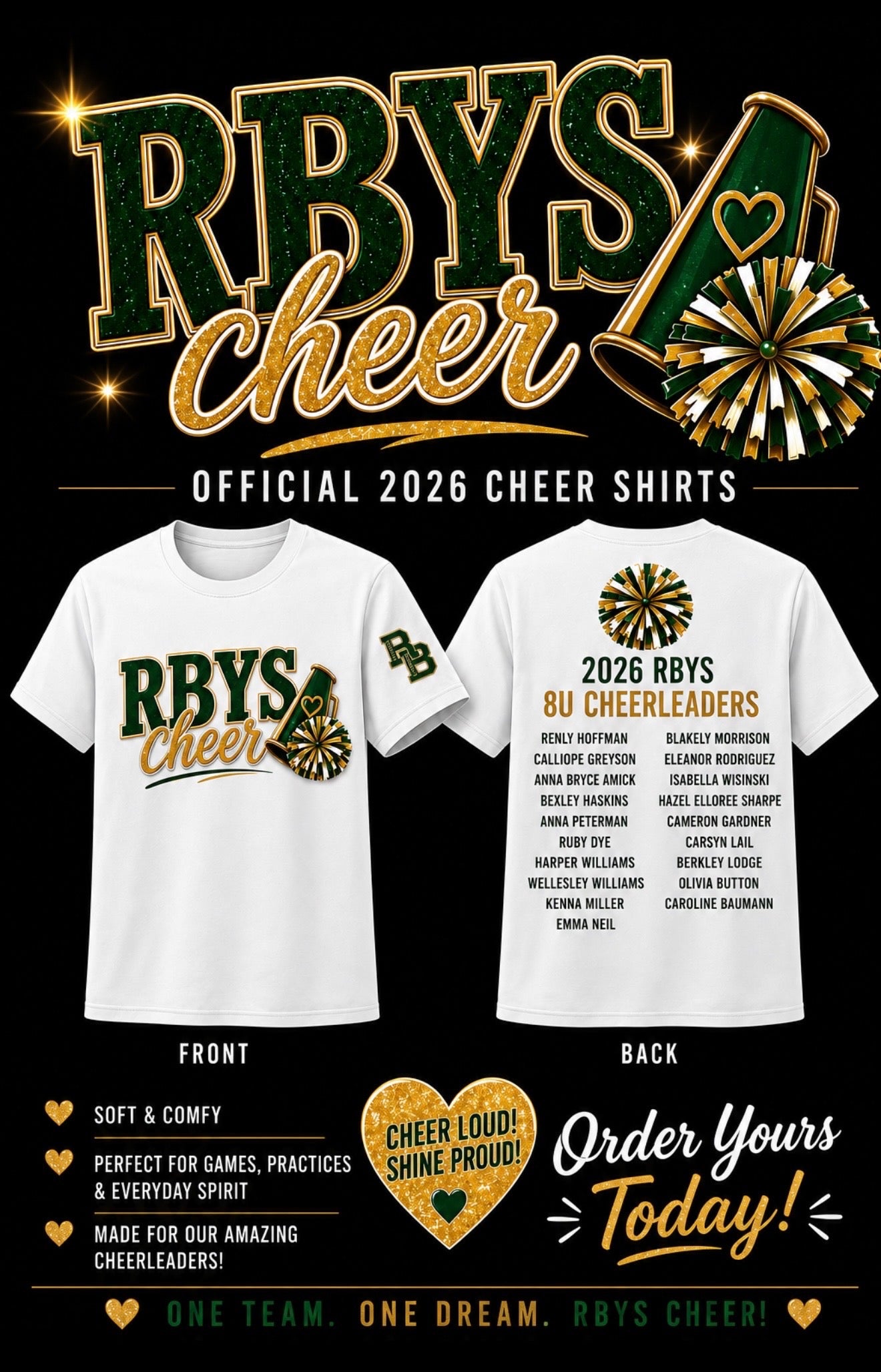 8U Cheer Team Personalized white T-Shirt