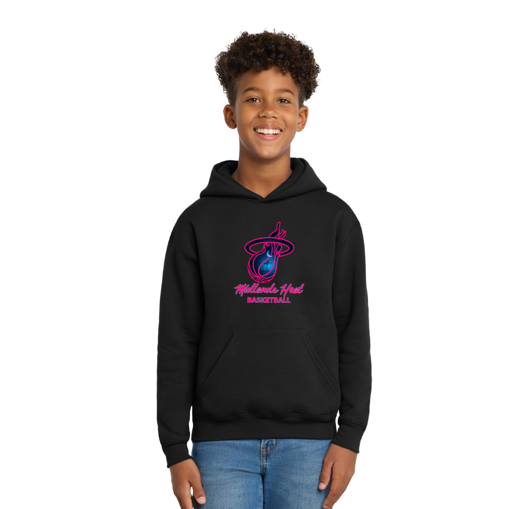 Hanes Youth Black Hoodie - Heat Logo