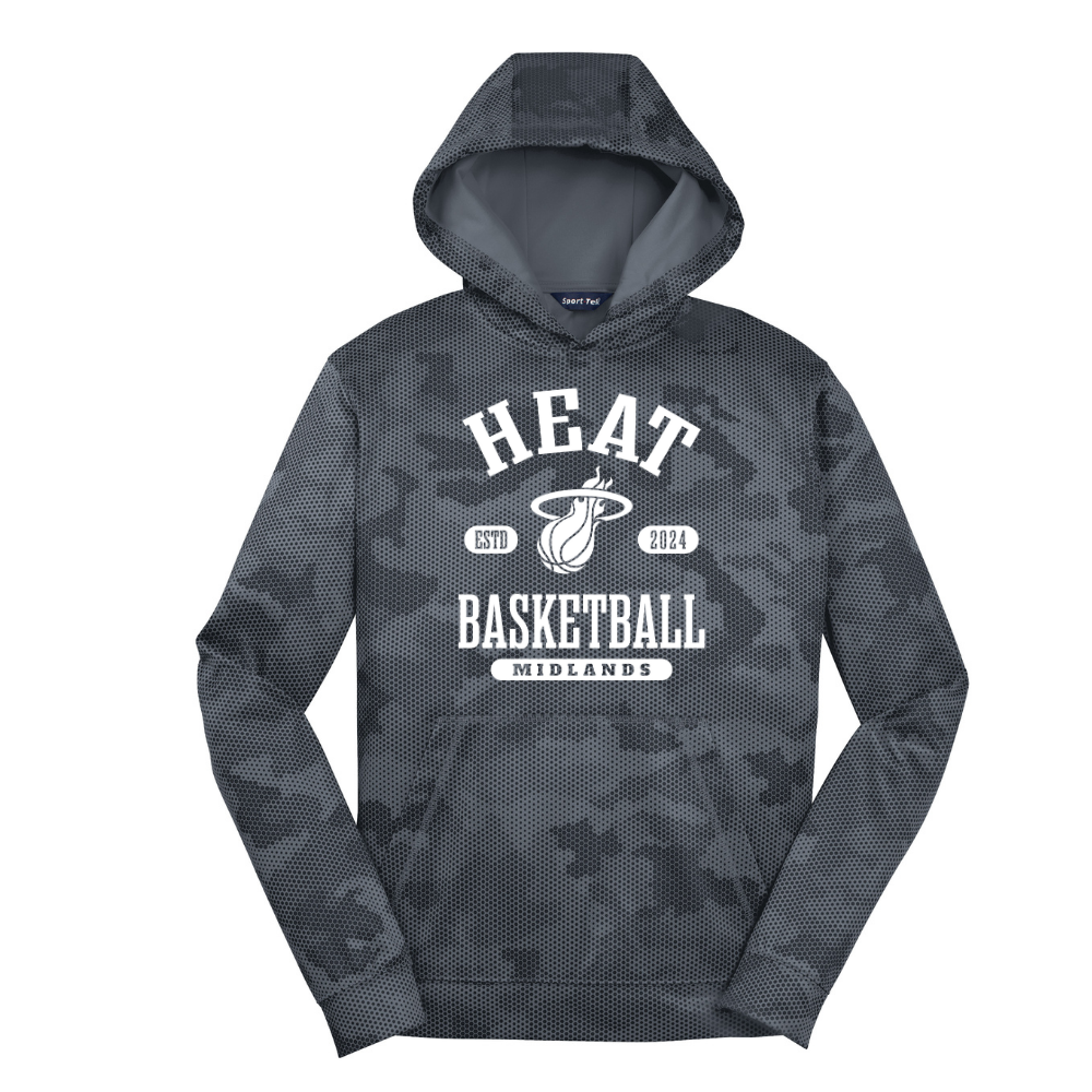 Black Sport-Tek® Youth Sport-Wick® CamoHex Fleece Hoodie - Heat Estd