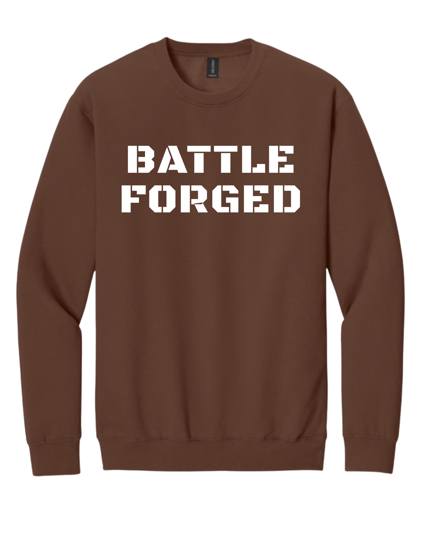 Chocolate Gildan Crewneck BATTLE FORGED