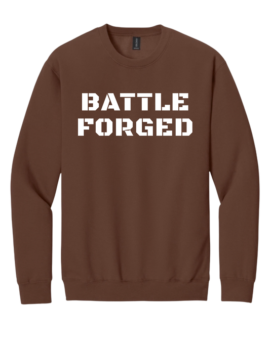 Chocolate Gildan Crewneck BATTLE FORGED