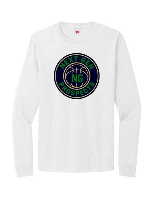 White Gildan long sleeve t-shirt (full color logo)