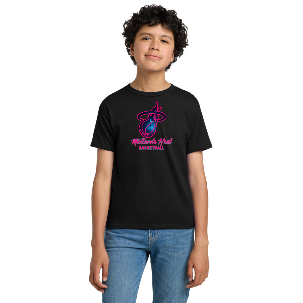 Hanes Youth Black T-Shirt- Heat Logo