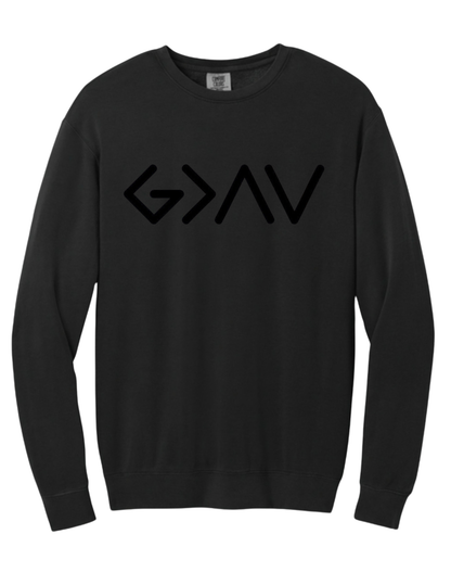 Black Comfort Colors Crewneck God is Greater..