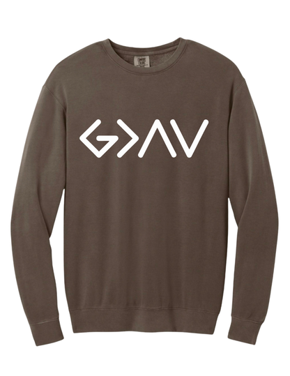 Chocolate Comfort Colors Crewneck God is Greater Than UPS & Downs