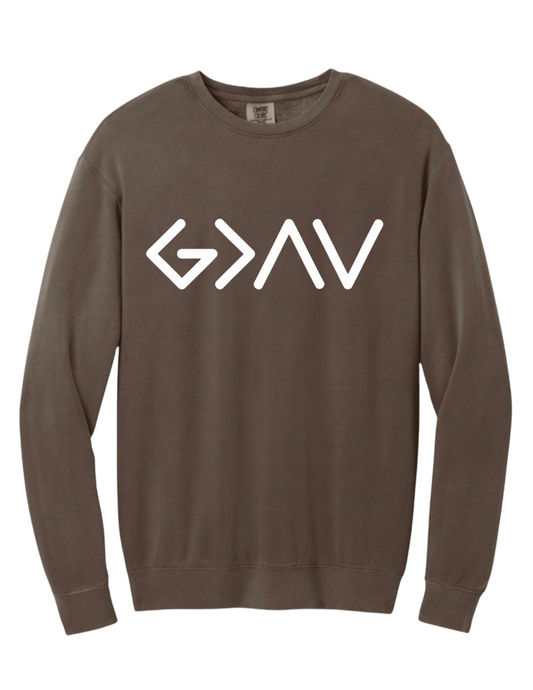 Chocolate Comfort Colors Crewneck God is Greater Than UPS & Downs
