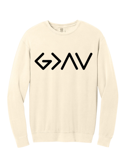 Cream Comfort Colors Crewneck God is Greater..