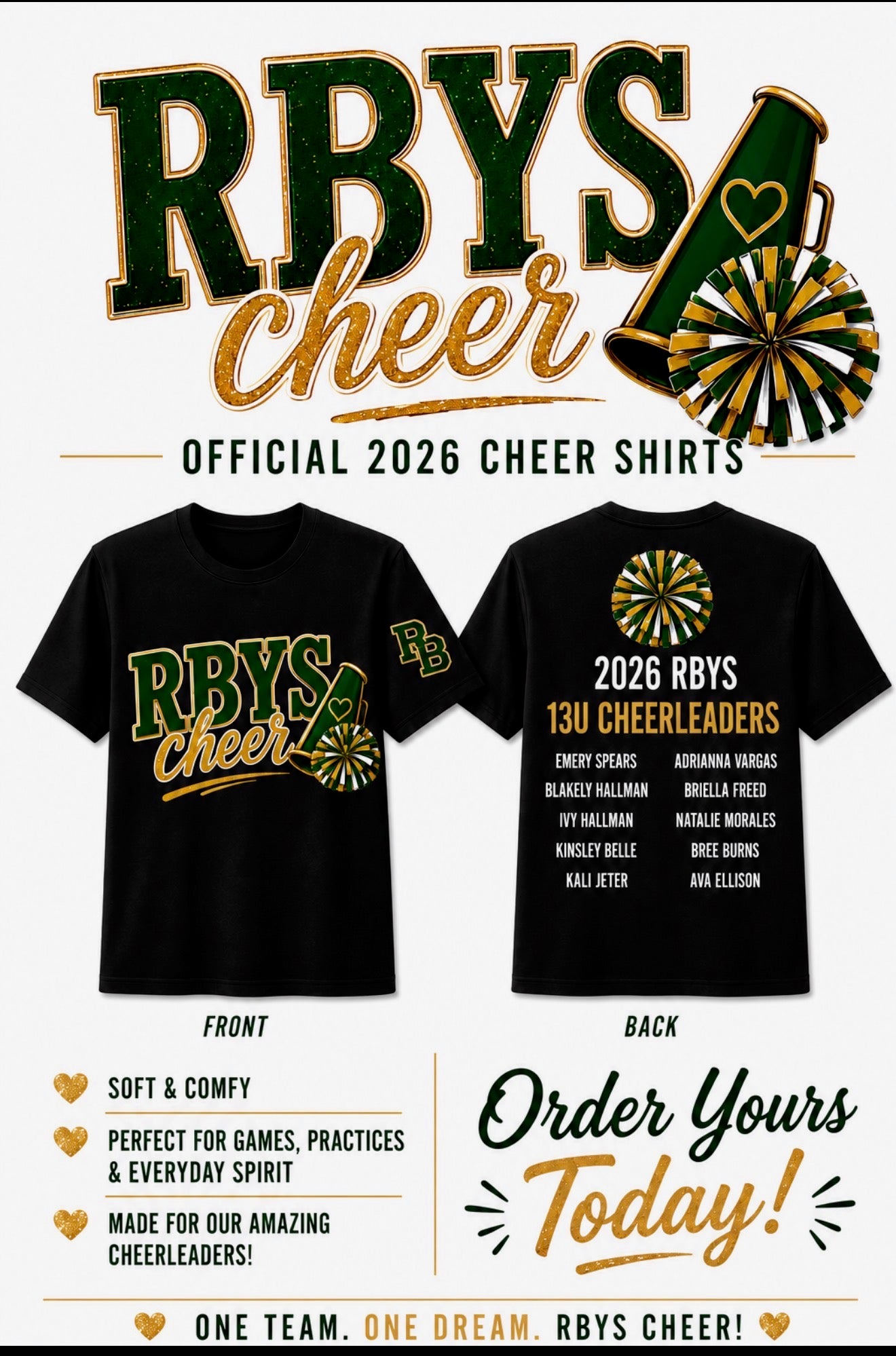 13U Cheer Team Personalized Black T-Shirt