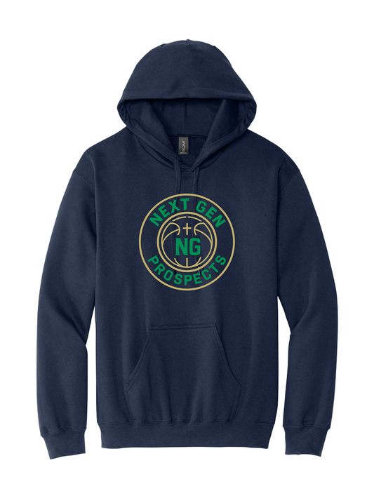 Navy Gildan hoodie (full color logo)