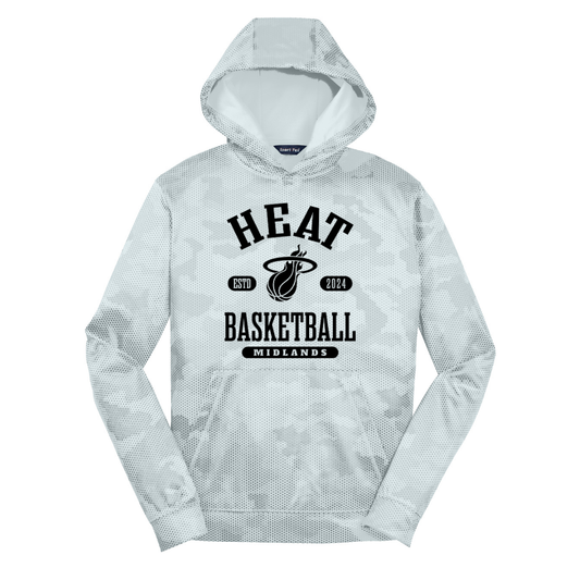 White Sport-Tek® Youth Sport-Wick® CamoHex Fleece Hoodie - Heat Estd